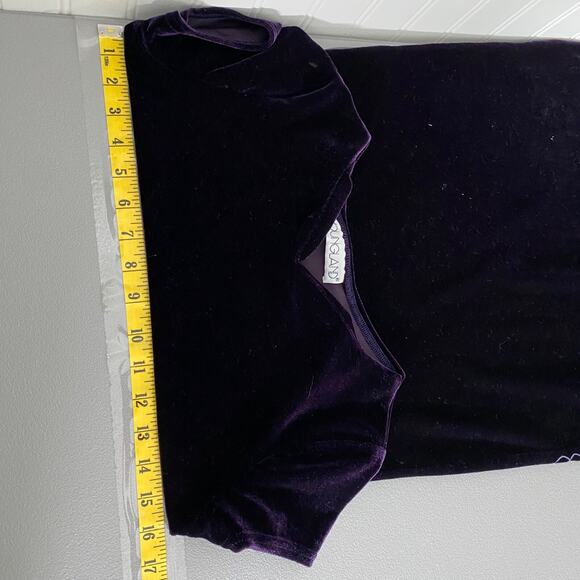 Vintage 90s Girls Dress Size 14 Deep Purple Velvet Embroidered Flowers Y2K - Picture 7 of 9